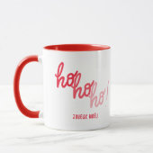 Grappige Rode Roze Hohoho Joyeux Noel Typografie Mok (Links)