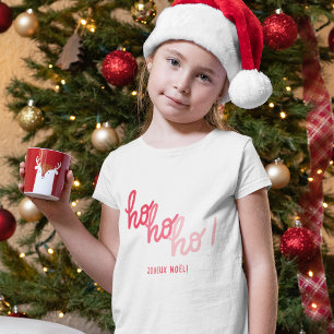 Grappige Rode Roze Hohoho Joyeux Noel Typografie T-shirt