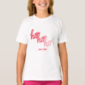 Grappige Rode Roze Hohoho Joyeux Noel Typografie T-shirt (Voorkant)
