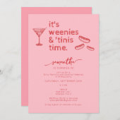 Grappige Rode Roze Weenies & Tinis Martini Verjaar Kaart (Voorkant / Achterkant)