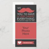 Grappige Rode Snor Kerst Foto Feestdagenkaart (Voorkant / Achterkant)