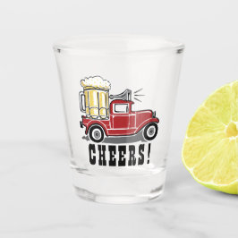 Grappige rode  truck bier juichen! shot glas