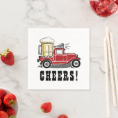 Grappige rode Vintage truck bierglas juichen! Servet (Insitu)