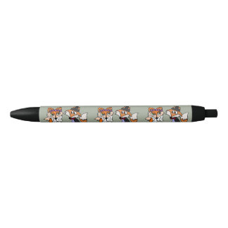 Grappige rode vos bruid en bruidegom bruiloft zwarte inkt pen
