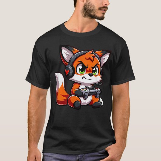 Grappige Rode Vos Gamer Video T-shirt (Voorkant)