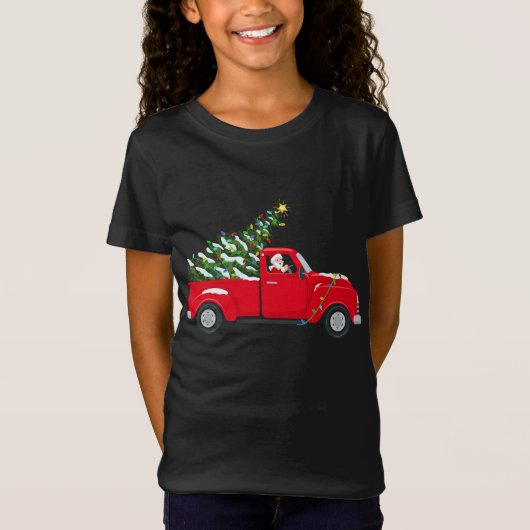 Grappige Rode Vrachtwagen Liefhebber Kerstman Hoed T-shirt (Voorkant)