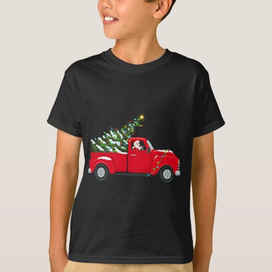 Grappige Rode Vrachtwagen Liefhebber Kerstman Hoed T-shirt (Voorkant)