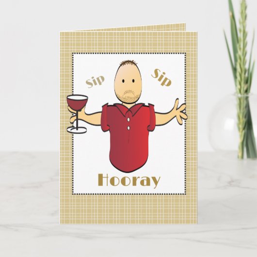 Grappige rode wijn Toast Mannelijke Cartoon Happy  Kaart (Voorkant)