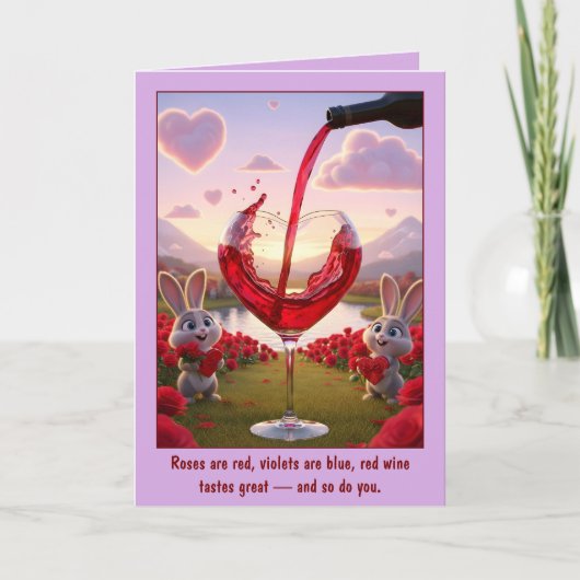 Grappige rode wijn Valentijnskaart Kaart (Voorkant)