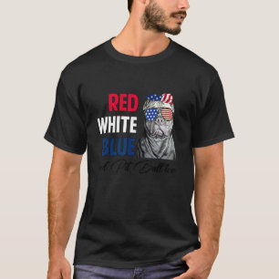 Grappige Rode Witte Blauwe & Pit Bull Te Usa Vlag T-shirt