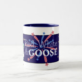 Grappige rode, witte en gans vierde juli koffie tweekleurige koffiemok (Center)