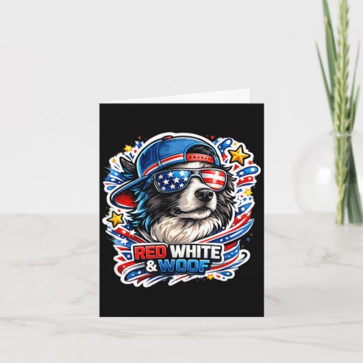 Grappige rode witte en woof border collie hond kaart (Voorkant)