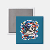 Grappige rode witte en woof border collie hond magneet (Voorkant / Achterkant)