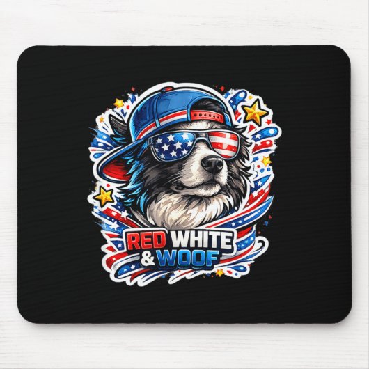 Grappige rode witte en woof border collie hond muismat (Voorkant)