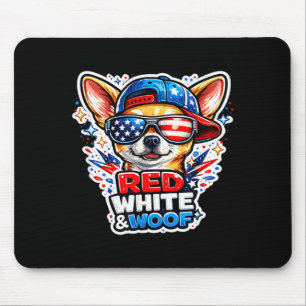 Grappige rode witte en woof Chihuahua hond patriot Muismat