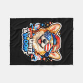 Grappige rode witte en woof corgi hond patriottisc fleece deken (Voorkant (Horizontaal))