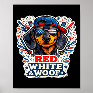 Grappige rode witte en woof dachshund hond patriot poster