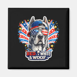 Grappige rode witte en woof grote dane hond patrio magneet