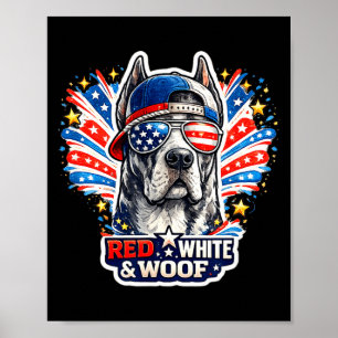 Grappige rode witte en woof grote dane hond patrio poster
