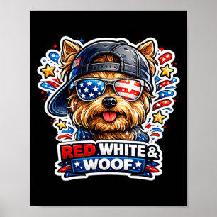 Grappige rode witte en woof yorkshire terrier hond poster
