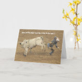 Grappige Rodeo over de heuvel Verjaardag, Bull Rid Kaart (Gele Bloem)