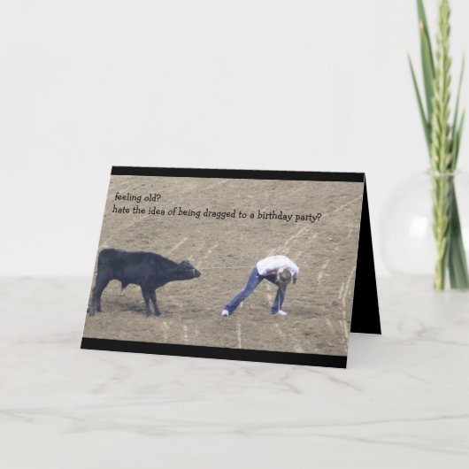 Grappige Rodeo verjaardag voor Old Timer (taart!) Bedankkaart (Voorkant)