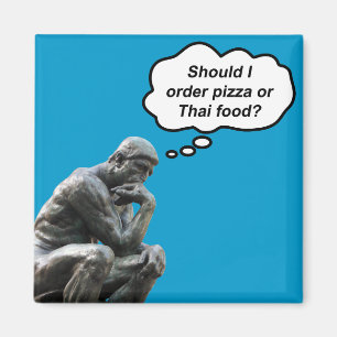 Grappige Rodin Denker Beeldje - Pizza of Thais Ete Magneet