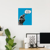 Grappige Rodin Denker Beeldje - Pizza of Thais Ete Poster (Thuiskantoor)