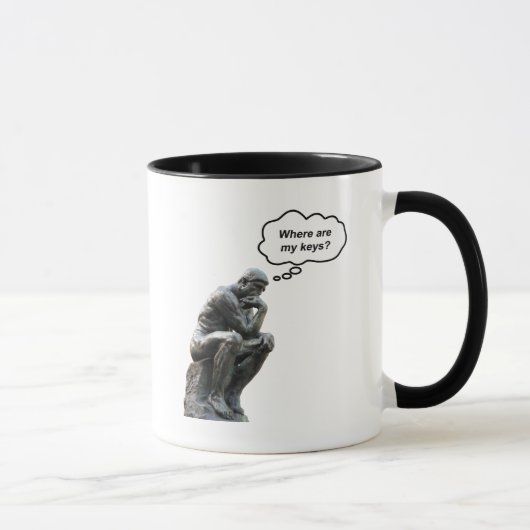 Grappige Rodin's Denker Beeld - Waar Zijn Mijn Sle Mok (Rechts)