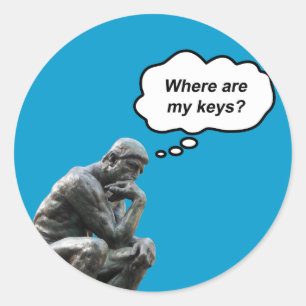 Grappige Rodin's Denker Beeld - Waar Zijn Mijn Sle Ronde Sticker