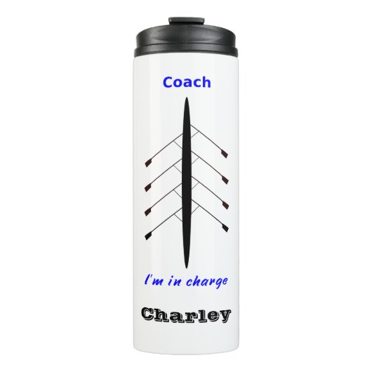 Grappige roeicoach in de sport thermosbeker (Voorkant)