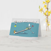 Grappige roeikaart Verjaardag, dikke kat en Duncan Kaart (Gele Bloem)