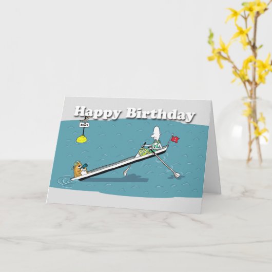 Grappige roeikaart Verjaardag, dikke kat en Duncan Kaart (Gele Bloem)