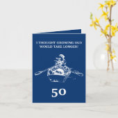 Grappige Roeivrouw Blauwe Zuster 50ste Verjaardag Kaart (Gele Bloem)