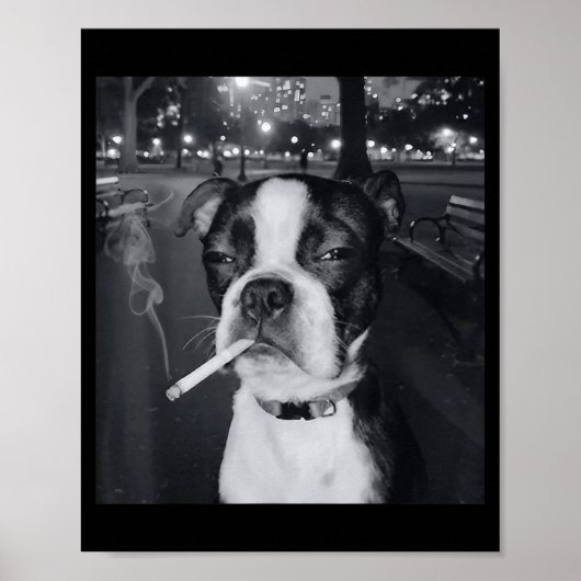Grappige Roken Hond Meme Sigaret Gen Z Meme Hond L Poster (Voorkant)