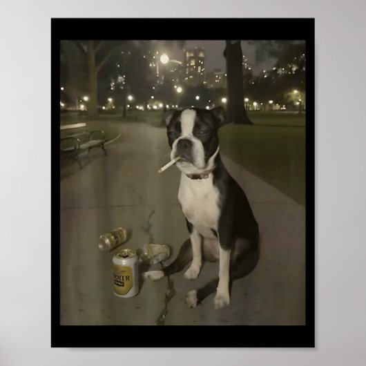 Grappige Roken Hond Meme Sigaret Gen Z Meme Hond L Poster (Voorkant)