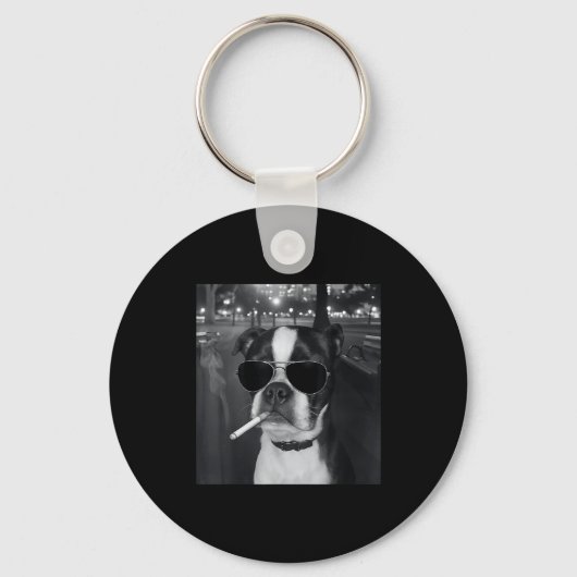Grappige Roken Hond Meme Sigaret Gen Z Meme Hond L Sleutelhanger (Voorkant)