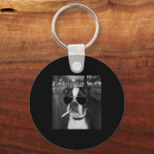Grappige Roken Hond Meme Sigaret Gen Z Meme Hond L Sleutelhanger (Voorkant)