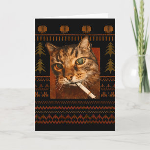 Grappige Roken Kat Meme Kerstmis Lelijke Voor Mann Kaart