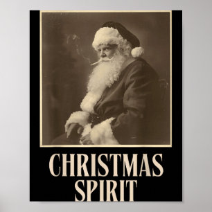 Grappige Roken Kerstman Kerst Srit Vintage Poster