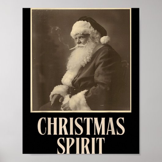Grappige Roken Kerstman Kerst Srit Vintage Poster (Voorkant)