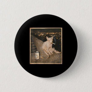 Grappige Roken Sphynx Kat Meme Grappig Ronde Button 5,7 Cm