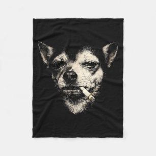 Grappige rokende Chihuahua vintage y2k grunge hond Fleece Deken