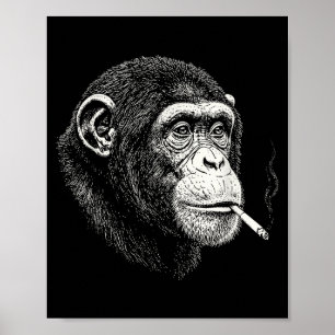 Grappige rokende chimpansee _ y2k aap meme vintage poster