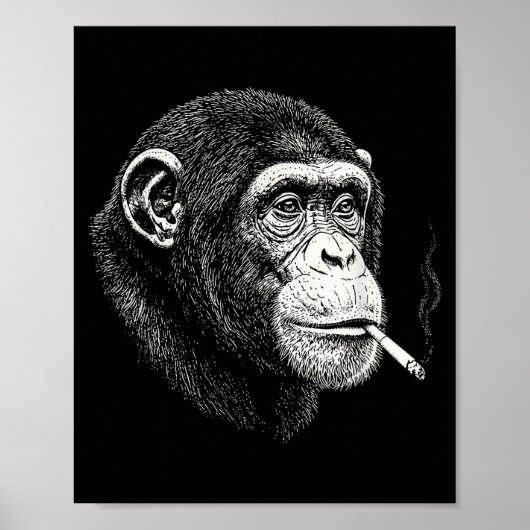 Grappige rokende chimpansee _ y2k aap meme vintage poster (Voorkant)