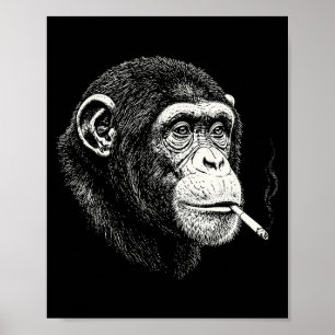 Grappige rokende chimpansee _ y2k aap meme vintage poster