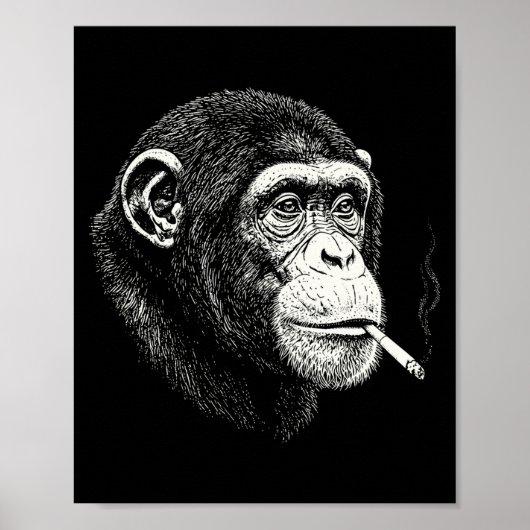 Grappige rokende chimpansee _ y2k aap meme vintage poster (Voorkant)