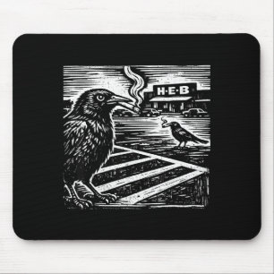 Grappige rokende grackle vogel texas satire vreemd muismat