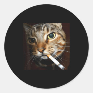 Grappige rokende kat meme dark humor sarcastische ronde sticker