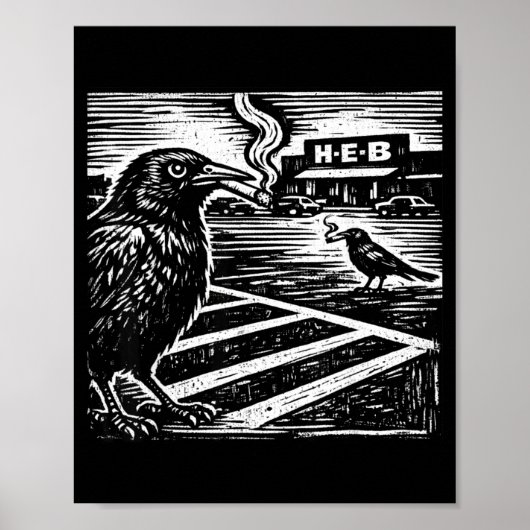 Grappige rokende kauw vogel texas satire vreemd poster (Voorkant)